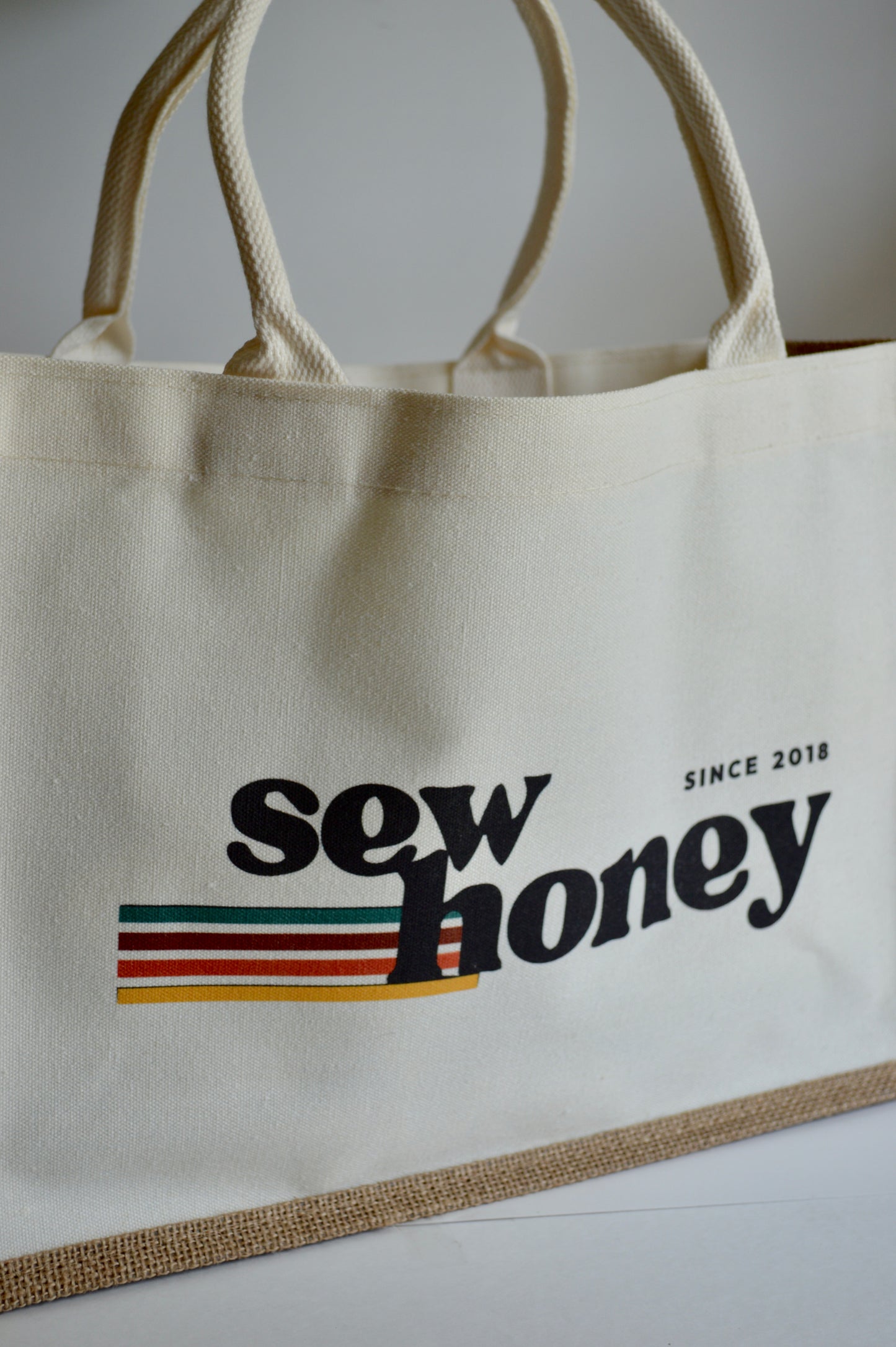 Sew Honey Jute Tote Bag