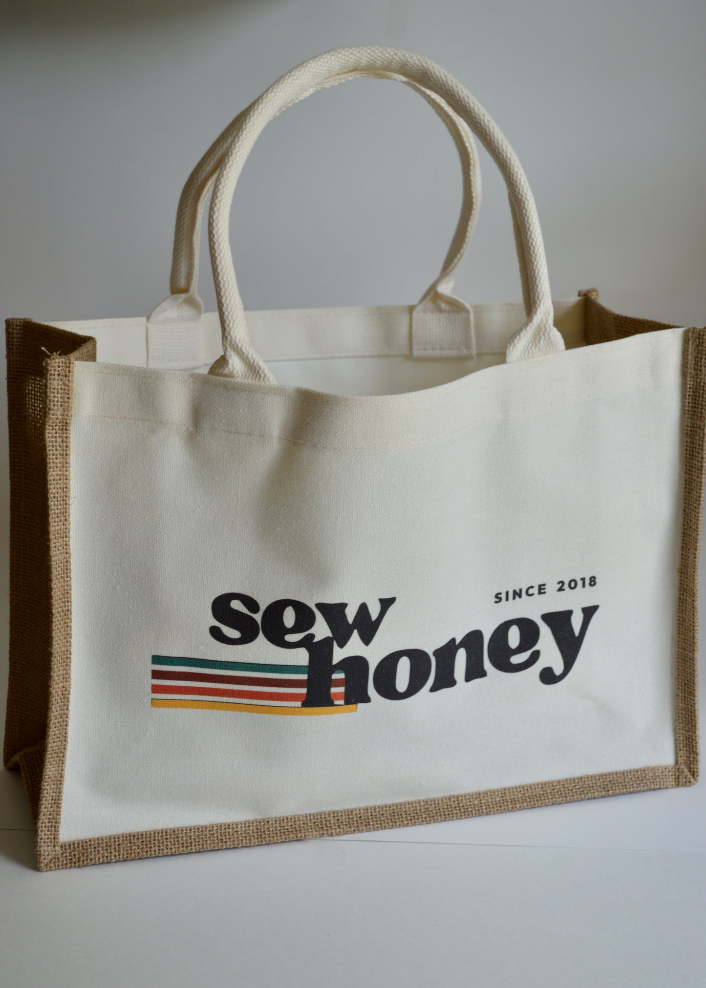 Sew Honey Jute Tote Bag