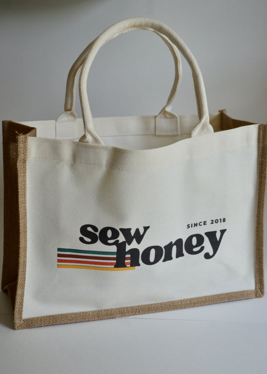 Sew Honey Jute Tote Bag